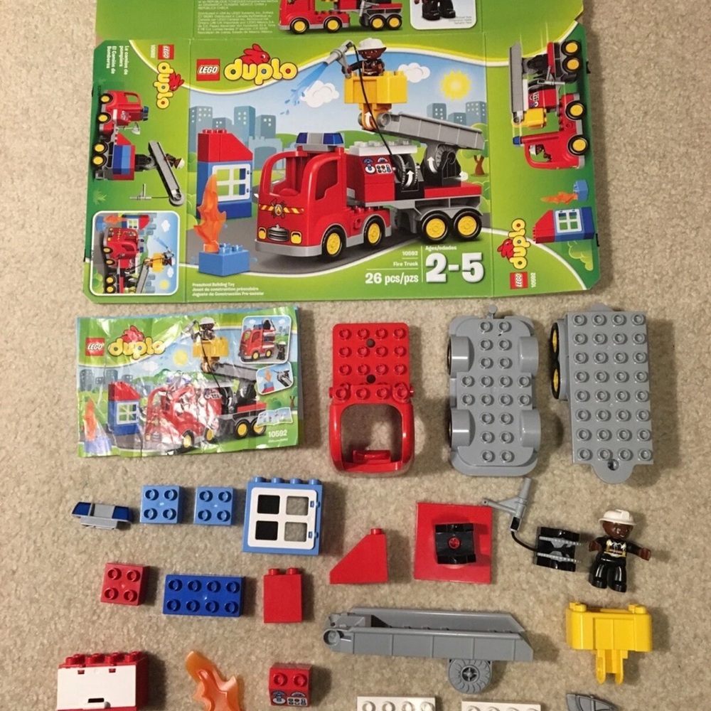 LEGO Duplo Fire Truck 10592 Building Toy Set Fireman Vehicle Complete Retired